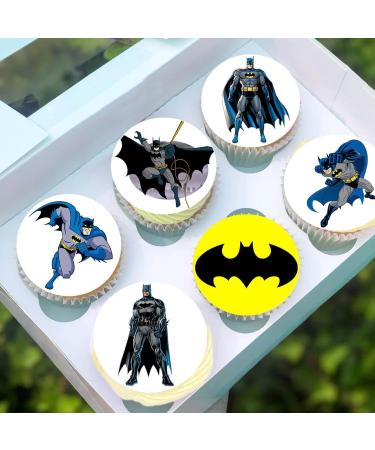 24 x Pre-Cut Batman 1 Edible Stand up Wafer/Rice Paper Cupcake Cake Toppers Birthday Party Superhero Decorations - Buy Online on GoSupps.com