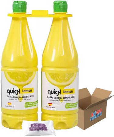 Lemon Juice Not from Concentrate 2 x 1L - No Added Water About 40 Fresh Squeezed Lemons - Boxed Treatz