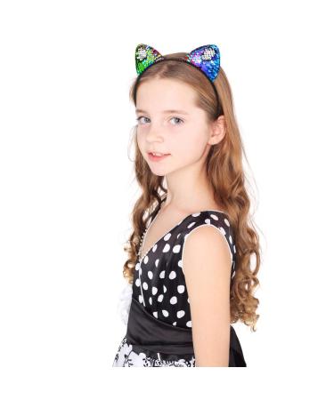 Beinou Reversible Sequin Cat Ear Headband - 12-Pack Shiny Hair Hoops for Girls and Women | Cute Bling Kitty Hair Accessories for Daily Wear and Parties - Buy Online on GoSupps.com