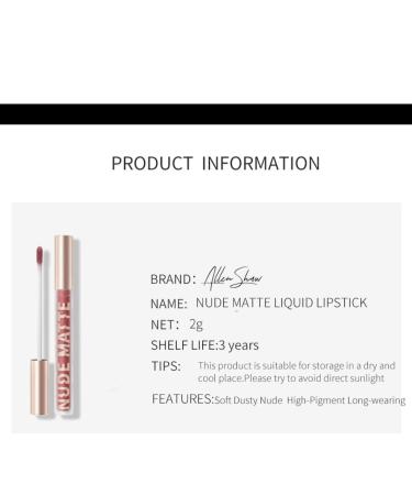 Allen Shaw Nude Matte Liquid Lipstick - Velvet Waterproof Lip Gloss Set for Women | Long Lasting Non-Stick Moisturizing Makeup Gift - Buy Online on GoSupps.com