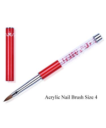 YOANKU 3D Nail Art Brush with Rhinestone Handle - Size 4 Red Kolinsky Acrylic Brush | 1Pcs - Buy Online on GoSupps.com