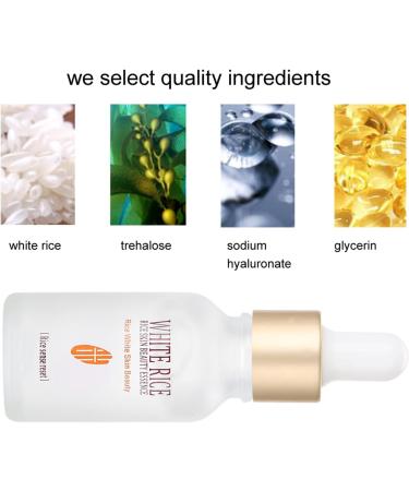 Facial Serum Essence 15ml White Rice Skin Care Deep Moisturizing High Hydrating Skin Nourish Face Serum Blanchissant Corps Riz Blanc Dark Spot Correction Anti-Aging Firming Smooth Skin - Buy Online on GoSupps.com