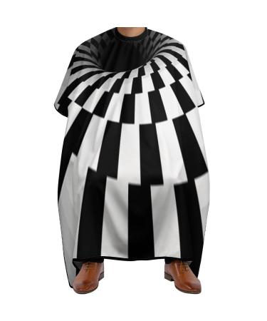 Graphic Geometry Abstract Black White Professional Barber Cape Polyester Hair Cutting Salon Cape Water Stain Resistant Apron Cutting Hair Beard Hairdressing Cape Anti-Static Haircut 56.7 66.9 Inch (1