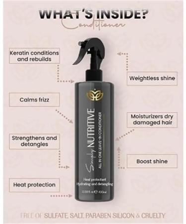 Simply Nutritive Leave-In Conditioner: Leave-in Nutrient Spray Conditioner for Men and Women for Hair Frizz and Damage Control for All Hair Types - Buy Online on GoSupps.com