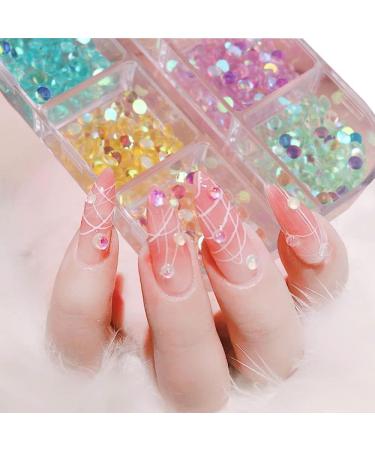 6 Grid Accessories Crystal Strass Diamond AB Color Round Glass Mermaid Gradient Aurora Nail Rhinestones - Buy Online on GoSupps.com