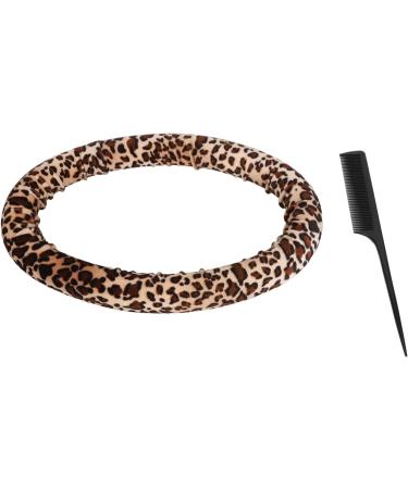 Sonew 2pcs Round Heatless Curling Iron Hair Tie Dual Purpose Heatless Curling Wand Headband Round Leopard Print Curling Iron Styling Tool Strap 2 Combs - Buy Online on GoSupps.com