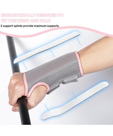 Nucamper Breathable Wristwear - Adjustable Gray-Pink Wrist Bandage with Metal Stabilizer for Arthritis Tendonitis & Sprains - L/XL Left Hand - Buy Online on GoSupps.com