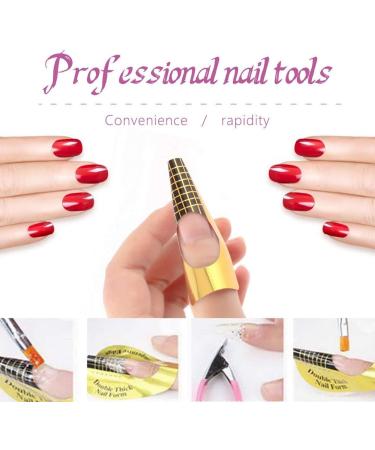 Voarge Nail Templates (200 Pieces) - Self-Adhesive Golden Stencils for Gel Nails & Nail Extensions | Ideal for Artificial Fingernail Modeling - Buy Online on GoSupps.com
