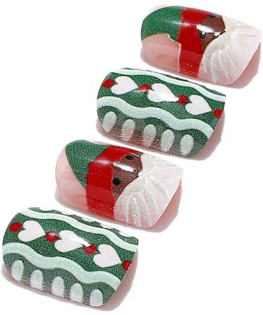 Brishow Christmas False Nails - Snow Press on Nails | Christmas Tree Stick on Nails | Antler Short Red Fake Nails - 24pcs for Women and Girls - Buy Online on GoSupps.com
