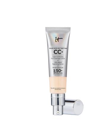 IT Cosmetics Your Skin But Better CC+ Cream - Color Correcting Cream  Full-Coverage Foundation  Hydrating Serum & SPF 50+ Sunscreen - Natural Finish - 1.08 Fl. Oz 01 Fair Light (ivory pink shade with cool undertones)