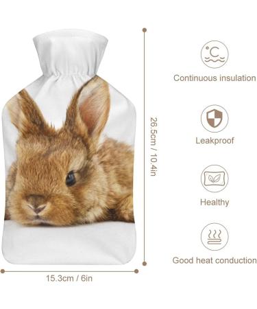 Brown Rabbit Hot Water Bottle with Plush Cover - Cozy Bed Warmer for Adults & Kids | 26.5x15.3cm | International Shipping - Buy Online on GoSupps.com