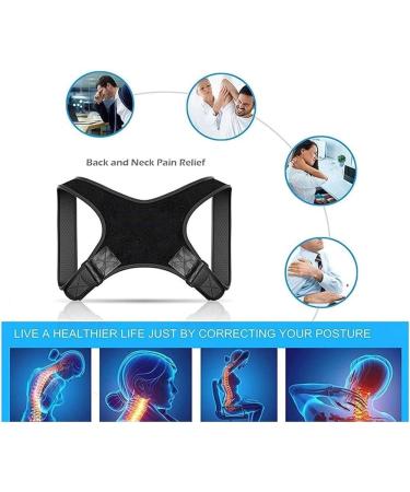Posture Corrector for Back & Shoulder Support - Adjustable Spine Brace for Pain Relief | One Size Black - Buy Online on GoSupps.com