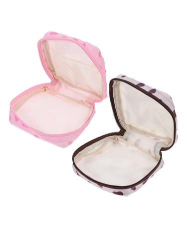 Lurrose 2pcs Napkin Storage Bag Cute Wallet Storage Bags for Travel Makeup Bag Period Bags Period Wet Bag Napkin Container Plush Coin Bag Change Bags Tampon Purse Assorted Color 1 13X11.5X4.5CM