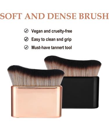 2 Pcs Self Tan Brush Body Makeup Brush Kabuki Brush for Self Tanner Body Shimmer Brush Foundation Applicator Leg and Body Makeup Blending Brush for Legs Arms Neck Back Body Face (Black Rose Gold) - Buy Online on GoSupps.com