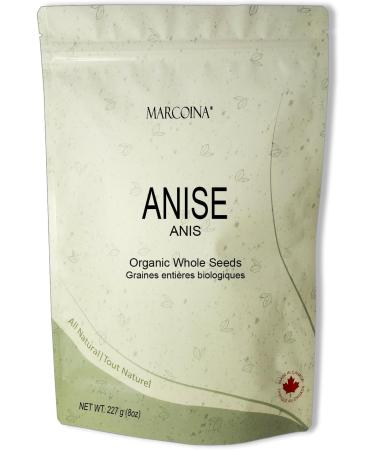 Organic Anise Seeds Herbal Loose Tea by Marcoina - Whole Seeds 227g in Resealable bag Caffeine-Free Tea from Egypt - Perfect for Hot Brews Cooking and Spices - Known as Pimpinella anisum Aniseed anis. - 8oz. Anise Organic Whole Seeds 227g(8oz) - Buy Online on GoSupps.com