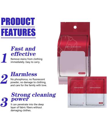 20 Pcs/Bag Portable Emergency Stain Removal Wet Wipes Clothing Stain Removal Wet Wipes Individual Wrapped Cleaning Wipes Emergency Stain Rescue Stain Remover Wipes (3 Packs) - Buy Online on GoSupps.com