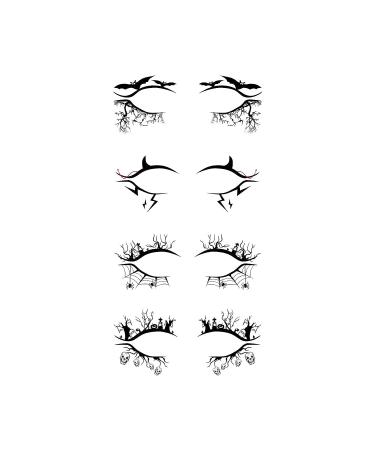 Halloween Face Makeup Stickers: 4 Pairs Eye Shadow & Skeleton Mouth Tattoos - Buy Online on GoSupps.com