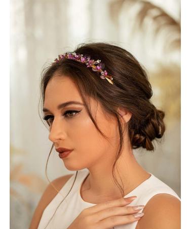 IYOU Bling Crystal Headbands Purple Rhinestone Headwear Gemstone Vintage Party Birthday Hair Accessories for Women and Girls - Buy Online on GoSupps.com
