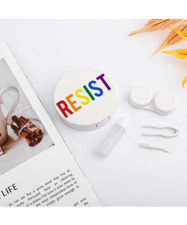 Resist LGBT Pride Round Case For Contact Lens Kit Storage Box with Mirror Printed - Buy Online on GoSupps.com