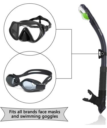 WACOOL Dry Top Snorkel with Comfortable Mouthpiece and One-Way Purge Valve - Ideal for Pool, Open Water, Scuba Diving, and Snorkeling - Black - Buy Online on GoSupps.com