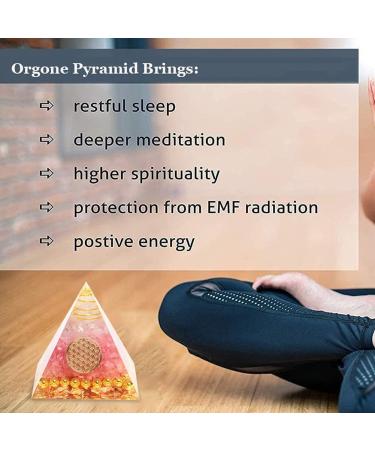Pink Moonstone Crystal Orgone Pyramid - Energy Tower for Chakra Healing with Flower of Life Design - Handcrafted Orgonite Jewelry - Buy Online on GoSupps.com