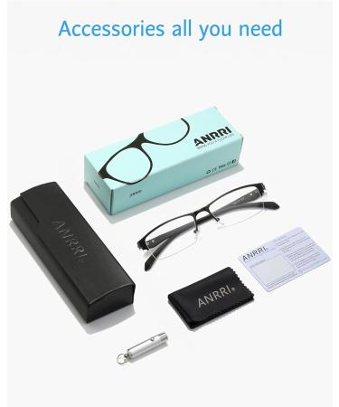 ANRRI Blue Light Glasses for Men - Semi Rimless Rectangle Black Metal Frame - UV Blocking Computer Glasses A1-Black - Buy Online on GoSupps.com