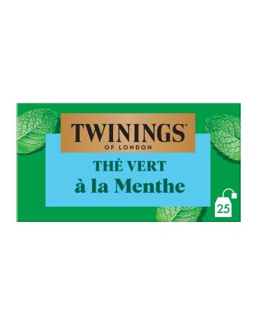 Twinings - Th Vert la Menthe - 25 Sachets - Frais et D licat - D guster Chaud ou Froid
