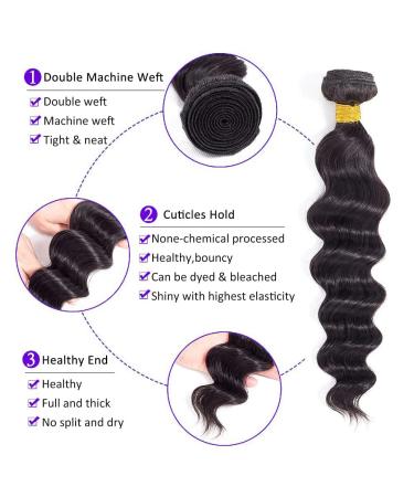 20 22 24 26 Inch Loose Deep Wave Human Hair Bundles - Brazilian Virgin Hair, 100% Unprocessed, Can Be Dyed and Bleached - Natural Black - 4 Bundles - Buy Online on GoSupps.com