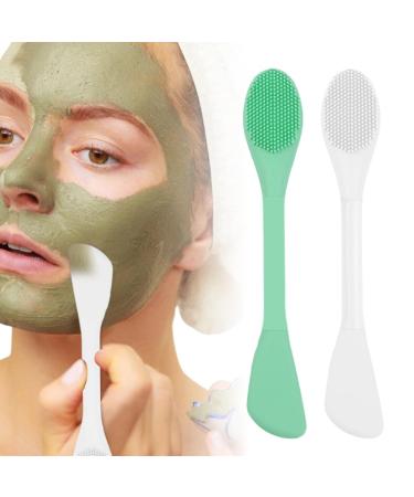Zokjsw 2 in 1 Silicone Face Mask Brush & Face Scrubber Facial Cleansing Brush for Peeling Blackhead Removal MakeUp Removal Applicator for Mud Clay Body Lotion