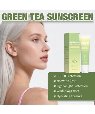 2PCS Green Tea Sunscreen for Face SPF 50 Facial Sunscreen Non-Greasy & No White cast Lightweight Hydrating - Buy Online on GoSupps.com