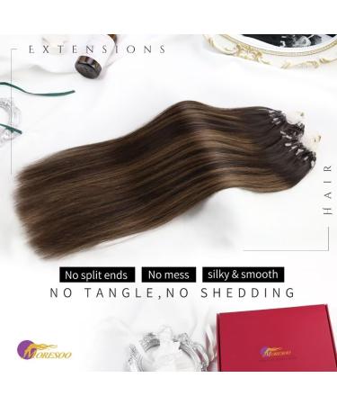 Moresoo Microring Extensions - Real Hair Brown 45cm Ombre #2/6/2 | Seamless Micro Loop Hair Extensions 50g/Pack - Buy Online on GoSupps.com
