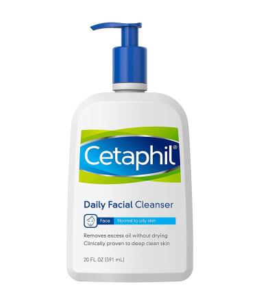 Face Wash by CETAPHIL, Daily Facial Cleanser for Sensitive, Combination to Oily Skin, 20 oz, Gentle Foaming, Soap Free, Hypoallergenic Unscented 20 Fl Oz (Pack of 1)