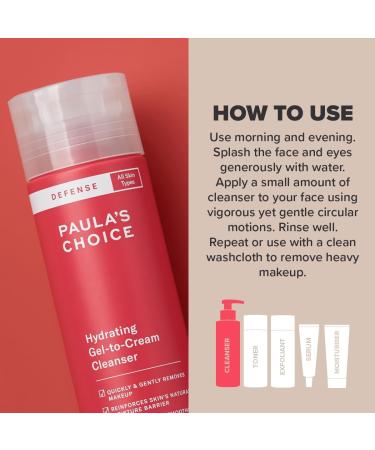 Paula s Choice DEFENSE Gel to Cream Cleanser - Face Cleanser Gently Removes Makeup - for Soft & Clean Skin - with Amino & Lauric Acid - All Skin Types - 198 ml - Buy Online on GoSupps.com