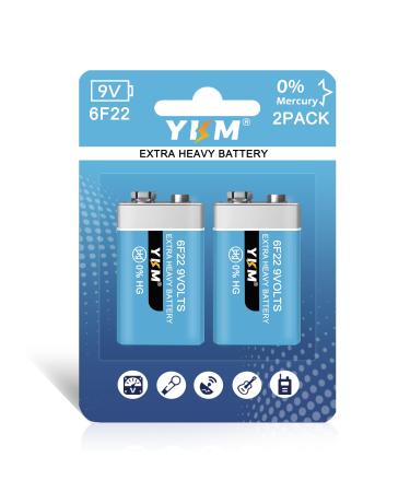 YKM 9V Batteries for Smoke Detector Smoke Alarm Carbon Zinc 9 Volt Battery 2 Pack