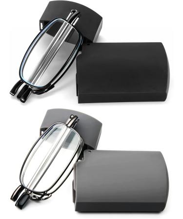 Kokobin Foldable Reading Glasses for Men & Women - Stainless Steel Anti-Blue Light 2 Pairs with Hard Case +1.5 & 2.0 Strength - Buy Online on GoSupps.com