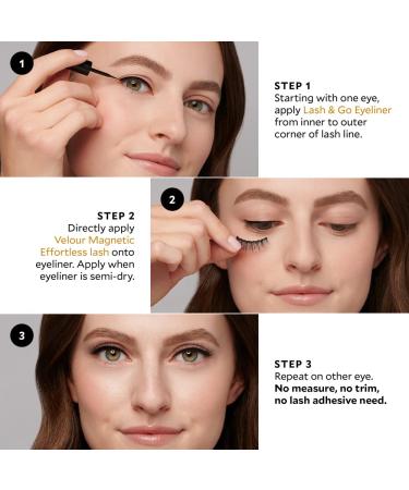 Velour Magnetic Lash Liner and Eyelash Glue Bundle - Vegan & Lightweight Lashes with Black Liquid Eyeliner - Long Lasting and Effortless Wear - Up to 30 Uses - Buy Online on GoSupps.com