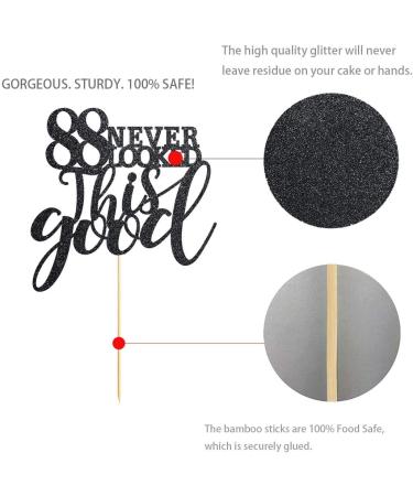 88 Black Glitter Happy 88th Birthday Cake Topper Cheers to 88 Years Party Cake Topper Decorations Supplies - Buy Online on GoSupps.com