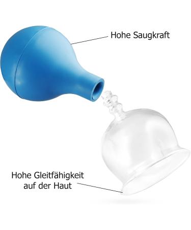 Pulox Cupping Glass Set - Real Glass Cupping Cups with Suction Balls (52mm & 62mm) - Blue | International Shipping Available - Buy Online on GoSupps.com