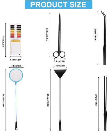 6-in-1 Aquarium Aquascape Tools Kit | Stainless Steel Plant Tweezers, Scissors, Scrapers | Fish Tank Cleaner Set with PH Paper & Net Bag - Buy Online on GoSupps.com