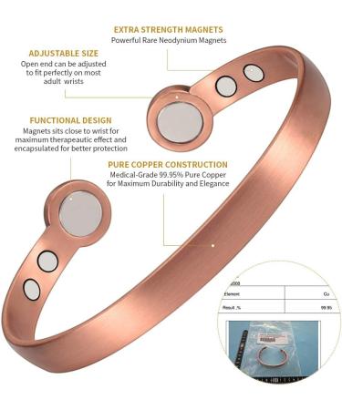 Shop ENERCOPPEX 3500 Gauss Female Magnetic Copper Cuff Jewelry - 99.99% Pure Adjustable with 6 Magnets - Buy Online on GoSupps.com