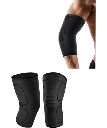 CAMBIVO 2 Pack Knee Brace (Black X-Large) & 2 Pack Elbow Brace (Black Large)