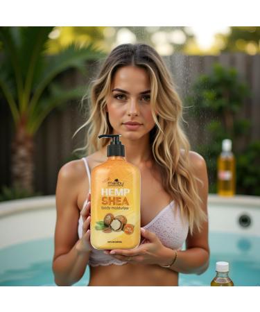 Malibu Hemp Shea Body Moisturizer with Sunflower Oil and Shea Butter Vanilla Amber Scent 18 fl oz Aplication Mitt Included - Buy Online on GoSupps.com