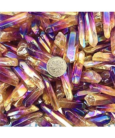 50g Electroplated Purple and Yellow Titanium Aura Lemurian Seed Quartz Crystal Stones Natural Stones and Crystals - (Size: 50 Grams(4-6pcs)) Full of Texture - Buy Online on GoSupps.com