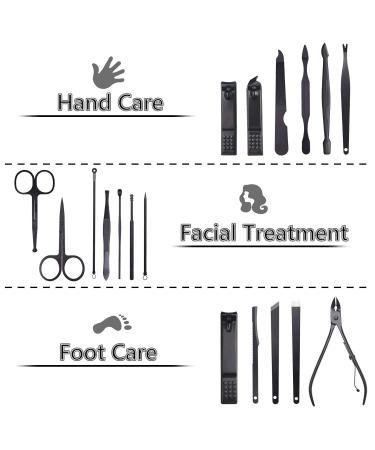Professional 18-Piece Stainless Steel Manicure Pedicure Kit in Black Leather Case - Buy Online on GoSupps.com