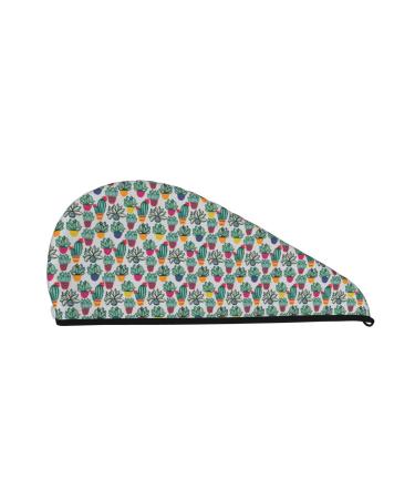 Cactus Plant Microfiber Hair Towel Soft Super Absorbent Hair Towel Wrap for Women Coral Velvet Quick Dry Hair Cap for Long Curly and Thick Hair