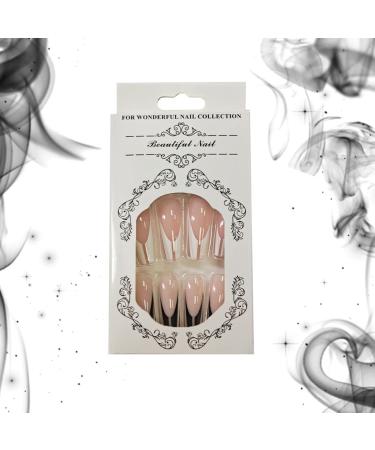 24 Pieces Glossy Black & White Ballerina Press-On Nails | Full Cover Nail Tips for Women & Girls | Nail Art Decoration - Buy Online on GoSupps.com