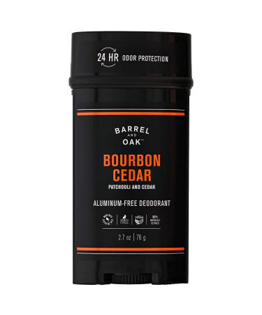 Barrel and Oak - Aluminum-Free Deodorant  Deodorant for Men  Essential Oil-Based Scent  24-Hour Odor Protection  Cedarwood & Bourbon Aroma  Gentle on Sensitive Skin  Vegan (Bourbon Cedar  2.7 oz)