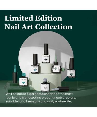 Modelones Blue Green Gel Nail Polish - 6 Colors Misty Gray Dark Green Glitter Gel Polish Kit Sage Green Baby Blue Nail Gel Polish Soak Off UV Gel Nail Lamp Gel Nail Kit DIY Home Nails Manicure Gifts - Buy Online on GoSupps.com