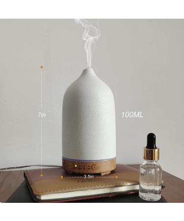 Essential Oil Diffuser Humidifier 100ML - Aromatherapy Ceramic Diffuser Wood Grain with 7-Color Night Light for Home Office Decor - A-White Wood Grain - Buy Online on GoSupps.com