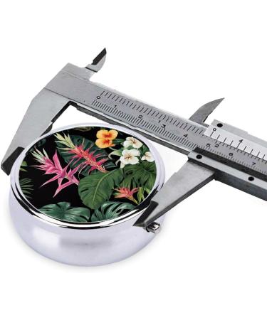 Tropical Flowers Mini Round Pill Box - 3 Compartment Travel Organizer Portable Medicine Case for Home & Office - Buy Online on GoSupps.com